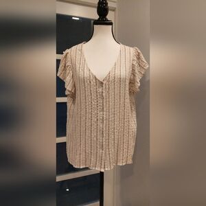 Chic Beige Striped Women's Blouse